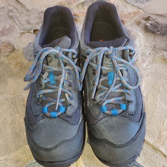 Mens Merrell grey/blue accent hiking shoes size 8 - Picture 2 of 7